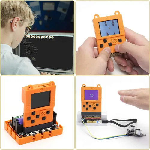 Vista 5 de KittenBot Meowbit - Consola codificable para computadora de juegos retro de tamaño de tarjeta para Microsoft Makecode Arcade y Python Videojuegos