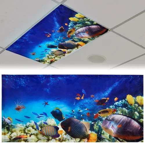 Vista 20 de Patelai Cubierta de luz fluorescente de tela de 4 x 2 pies para techo, aula, pantalla magnética para cubículo con 10 imanes, filtros de luz