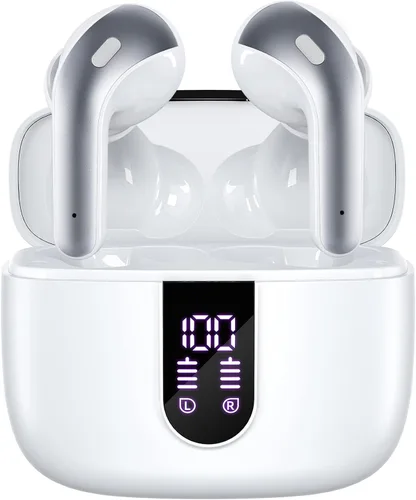 Vista 15 de TAGRY Auriculares Bluetooth Verdaderamente Inalámbricos Auriculares 60H Reproducción Pantalla LED de Energía Audífonos con Estuche de Carga