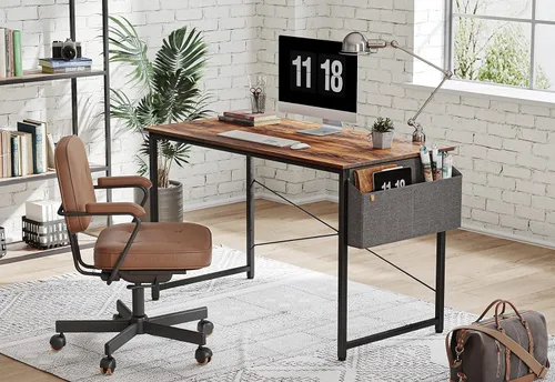 Vista 30 de Cubiker Escritorio para computadora, escritorio pequeño de oficina en casa de 32 pulgadas para espacios pequeños, estilo moderno y simple