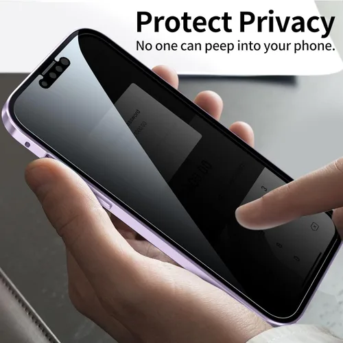 Vista 6 de Guppy Funda magnética compatible con iPhone 13 Pro con protector de pantalla de privacidad integrado, vidrio templado antiespía, delgado de metal
