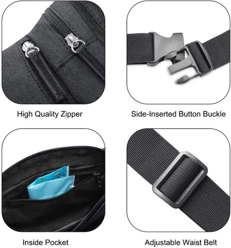 Vista 5 de Riñonera impermeable para hombres y mujeres, bolsa de cadera con soporte para botella de agua, correa ajustable, adecuada para entrenamiento al aire