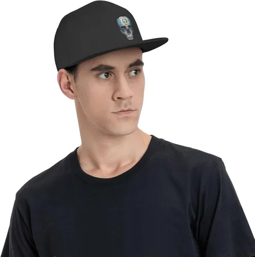 Vista 5 de Sombrero plano con diseño de calavera de Guatemala con bandera de Guatemala