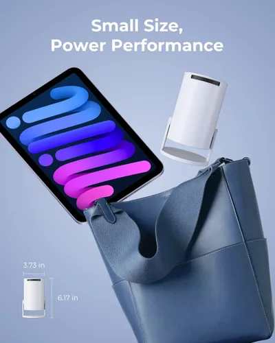 Vista 7 de CLOKOWE Mini proyector con WiFi y Bluetooth, aplicaciones integradas, proyector inteligente portátil con rotación de 180°, corrección de trapezoidal