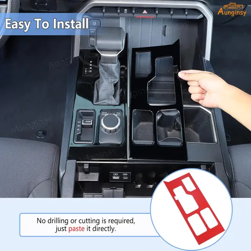 Vista 119 de Aunginsy Marco para panel de cambio de marchas con caja de almacenamiento Compatible con Toyota Tundra/Sequoia 2022-2024 2025 Protector contra