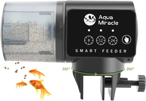 Vista 8 de AquaMiracle Alimentador automático programable para peces para acuario, dispensador automático de alimentos para peces con temporizador, alimentador
