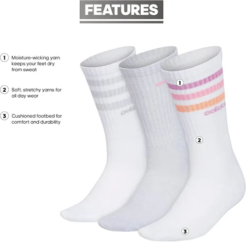 Vista 2 de adidas Women's 3-stripe Crew Socks (3-pair)