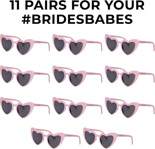 Vista 4 de Pop Fizz Designs Gafas de sol retro en forma de corazón para despedida de soltera para mujeres Rosado