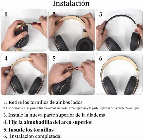 Vista 6 de Studio 3 - Diadema de repuesto para diadema de repuesto para la cabeza, accesorios de reparación compatible con Studio 3.0 A1914 Wireless Studio 2.0