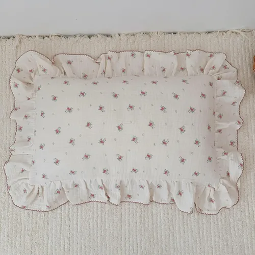 Vista 41 de BuLuTu Funda de almohada de muselina de algodón para niños pequeños con bonito patrón de flores de azalea, súper suave, funda de almohada para cuna