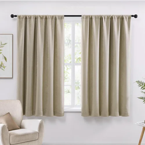 Vista 36 de WRENSONGE Cortinas opacas para dormitorio, cortinas opacas negras de 63 pulgadas de largo para sala de estar, ventanas, cocina, habitación, cortinas