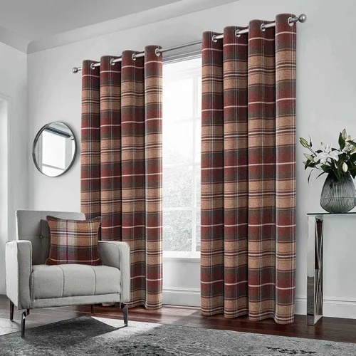 Vista 18 de always4u - Cortinas de cuadros beige con ojales, aspecto de lana, modernas para sala de estar y dormitorio, decoración del hogar, cortinas a