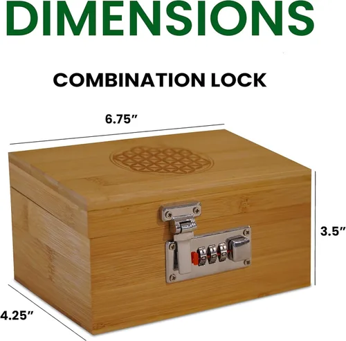 Vista 3 de Miracles Caja de almacenamiento de bambú – Caja de almacenamiento decorativa con tapa y cerradura combinada – Caja de bambú con accesorios