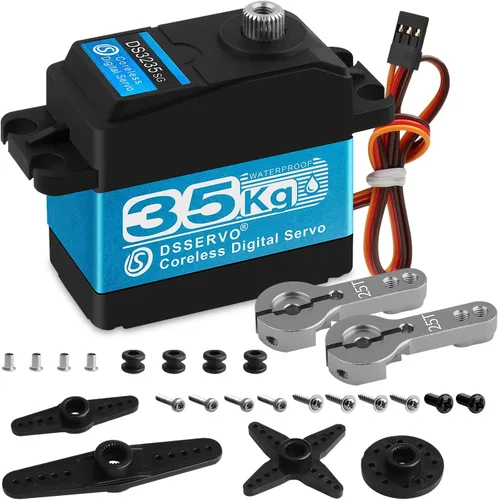 Servo digital de alto par de torsión de 77.2 lbs, servo digital a prueba de agua, con servo bocina de servo 25T, compatible con 1/8, 1/10, 1/12 RC