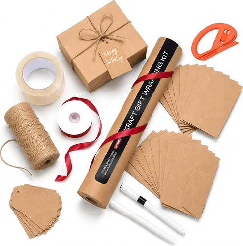 Vista 12 de Assorted Colors Kraft Wrapping Set of 10 Rolls 12"x100' + 8 Accessory Types Colores surtidos