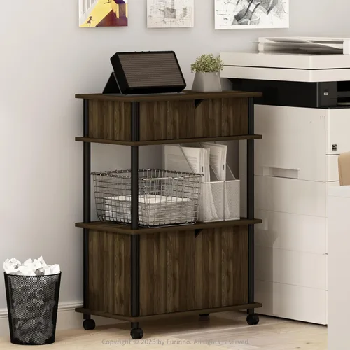 Vista 21 de Furinno Turn-N-Tube - Estante de almacenamiento multiusos de 3 niveles sin herramientas