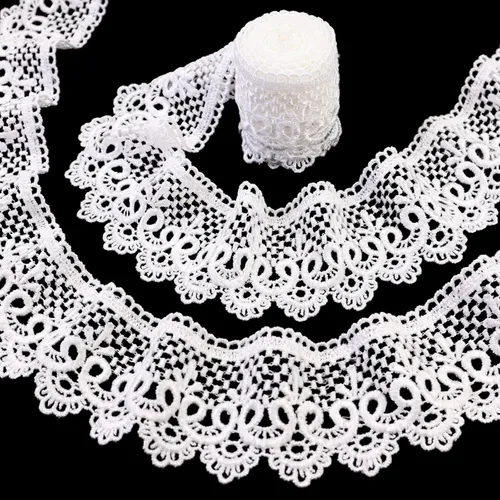 Vista 7 de Cinta de encaje negro de 5 yardas de Venecia para coser ropa, decoración de fiesta en el hogar