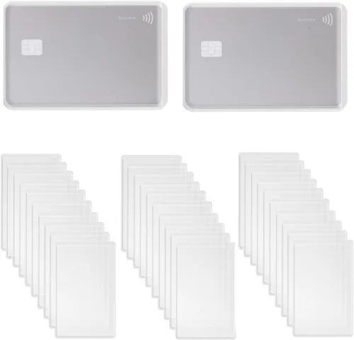 Vista 9 de 100 fundas protectoras impermeables para tarjetas de crédito, licencia, identificación, tarjeta de visita y seguridad social, fundas verticales