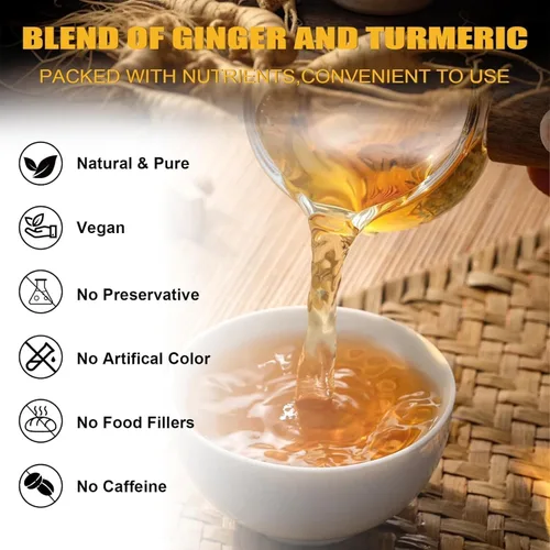 Vista 4 de Bolsas de té de cúrcuma, jengibre y canela, té de hierbas de cúrcuma y jengibre, 100% natural y sin azúcar, sin cafeína