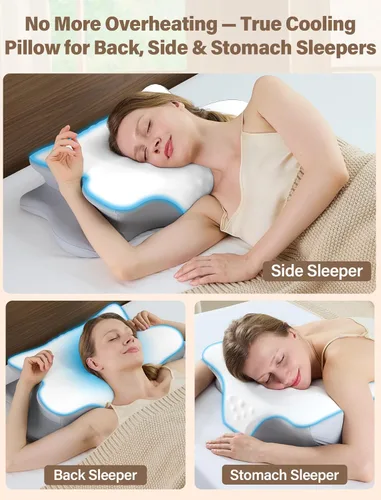 Vista 7 de Almohada cervical para el cuello para aliviar el dolor, almohada ergonómica de espuma viscoelástica para dormir de lado con contorno, almohada