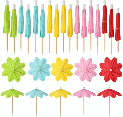 Vista 10 de ALINK 144 - Paraguas octogonales para bebidas, 4 pulgadas multicolor variado