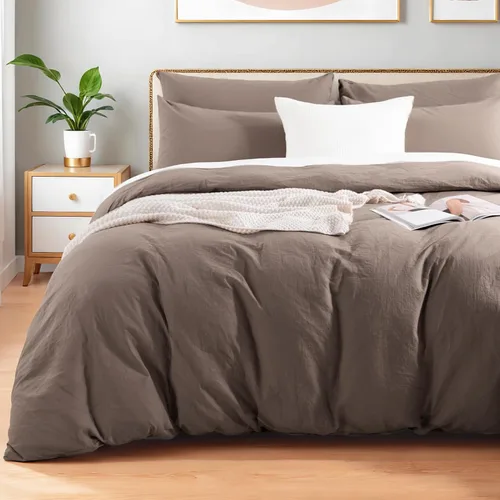 Vista 44 de NEXHOME PRO Funda de edredón Twin XL 100% algodón lavado, transpirable, duradera, texturizada, similar al lino, juego de ropa de cama para el hogar