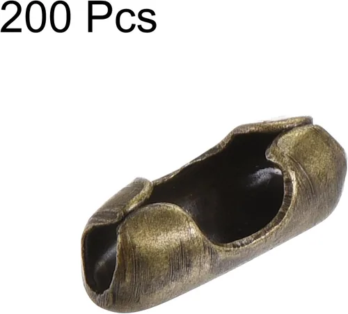 Vista 3 de uxcell Conector de cadena de bolas, cadena de bolas de 0.126 in, conexión de clips de eslabones de engarzado, bronce galvanizado de hierro, paquete