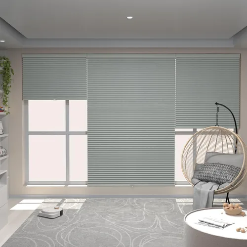 Vista 5 de MYshade Persianas opacas sin cordones para oscurecer la habitación, persianas celulares con diseño de panal para ventanas de interior, fáciles