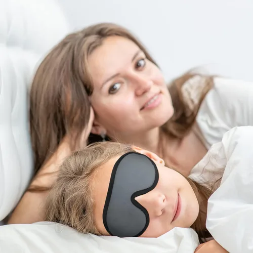 Vista 7 de 2 Piezas Máscaras de Sueño 3D para Niños de Espuma Viscoelástica Contorneada para los Ojos, Cubierta de Ojos para Dormir de Viaje con Correa Azul