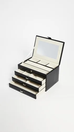 Vista 4 de Bey-Berk Joyero de cuero de 4 niveles, negro, talla única