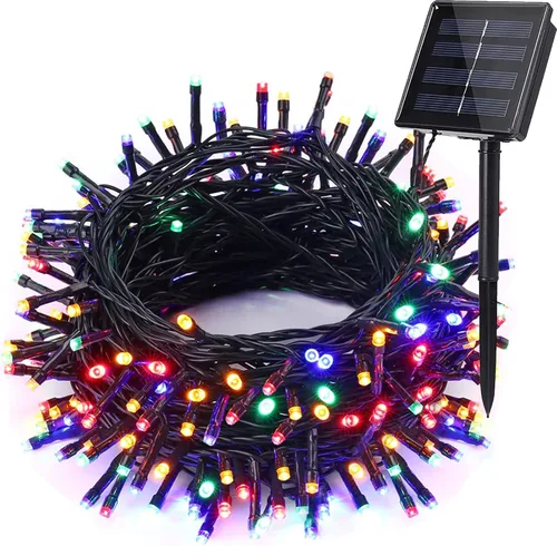 Vista 17 de iShabao Luces solares de Navidad para exteriores, 33 pies, 100 luces LED solares de cadena de hadas, 8 modos, luces de Navidad impermeables