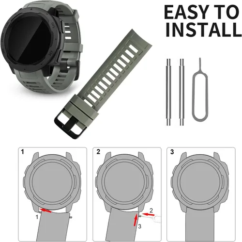 Vista 4 de Correa de repuesto para reloj Garmin Instinct, correa de silicona suave compatible con Garmin Instinct 2/Solar/Tactical