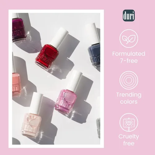 Vista 10 de duri Esmalte de uñas, 765 Cyber See, brillo metálico lavanda claro, cobertura completa, secado rápido, larga duración, fácil de aplicar, cosméticos