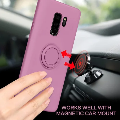 Vista 4 de KANGYA - Funda para Samsung Galaxy S9 Plus, silicona delgada, soporte con soporte de anillo de 360°, soporte para automóvil Samsung Galaxy S9+ Plus