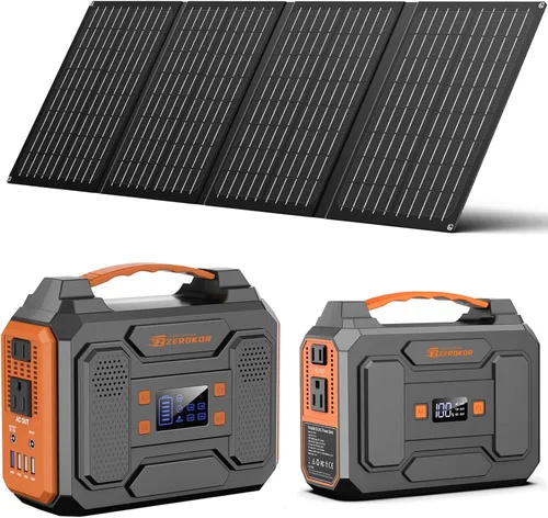 Generador Solar Portátil con Panel, Estación de Energía Portátil de 300W con Panel Solar Plegable de 40W, Tomacorriente de CA de 110V 100W, Banco de