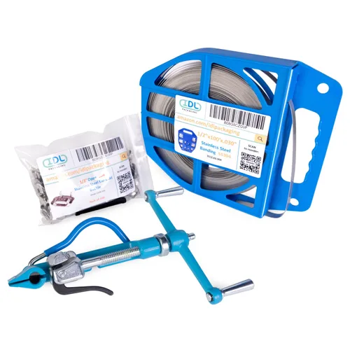 Vista 22 de IDL Packaging Kit de bandas de acero inoxidable 201 de 1/2 pulgada, herramienta de bandas de alta resistencia + bobina de bandas de acero inoxidable