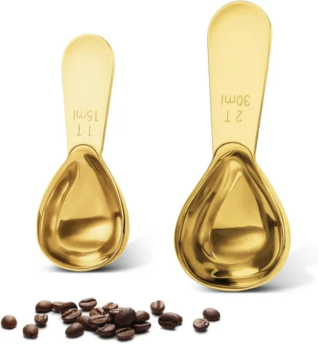 Vista 7 de Safring Juego de 2 cucharas de café de alta calidad, cuchara de café de mango largo de acero inoxidable, cucharas medidoras que contienen 1 Negro
