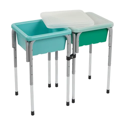 Vista 16 de ECR4Kids Mesas modulares de juego con arena y agua con tapas, varios colores, Azul, 1