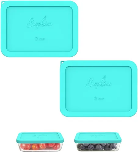 Vista 9 de Sophico - Tapas de repuesto de silicona para recipientes de almacenamiento rectangulares de 3 tazas para cuencos de vidrio Pyrex 7210-PC, recipiente