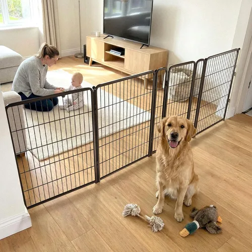 Vista 28 de FXW Puerta para perros extra ancha diseñada para uso en interiores, ancho ajustable de hasta 165 pulgadas de ancho