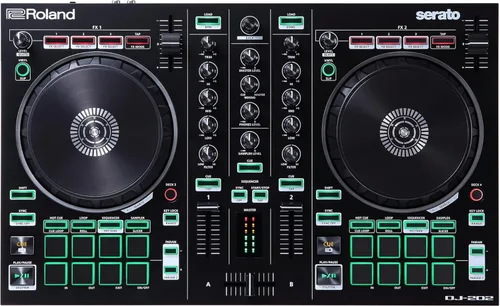 RolandControlador de DJ de cuatro canales y cuatro cubiertas con la actualización de Serato DJ PRO (DJ-202)