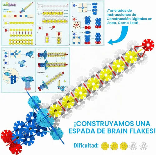Vista 8 de Brain Flakes Kit de construcción y construcción de 2500 piezas, una alternativa creativa y educativa a los bloques de construcción, piezas de ruedas