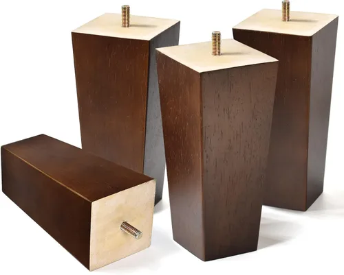 Vista 14 de AORYVIC Juego de 4 patas cuadradas para sofá, patas de repuesto de madera de 2 pulgadas para muebles, color marrón oscuro