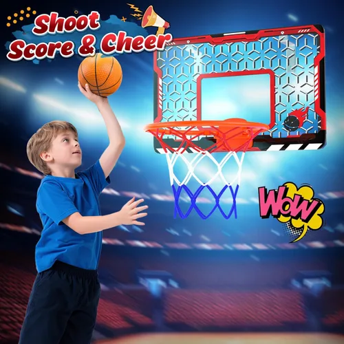 Vista 2 de Aro de Baloncesto Mini EagleStone para Puerta y Pared, Llanta Plegable con 3 Bolas y Bomba, Juego de Juguete de Baloncesto para Interiores