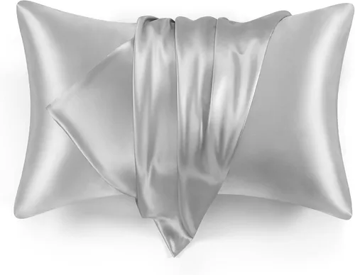 Vista 29 de Love's cabin Funda de almohada de satén para cabello y piel, similar a las fundas de almohada de seda, paquete de 2 fundas de almohada