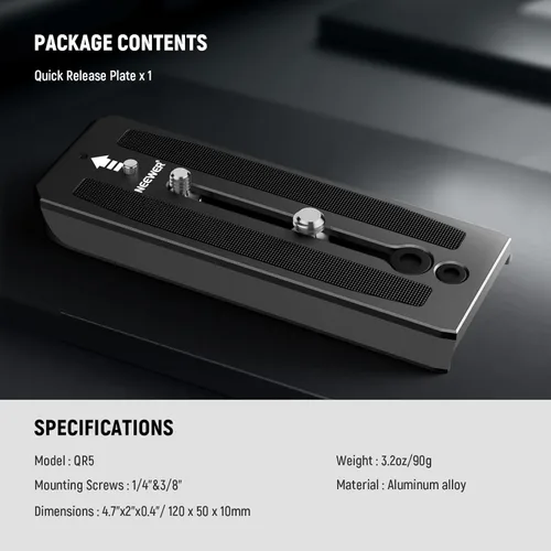 Vista 7 de Neewer 501PL - Placa de liberación rápida con cabezal fluido de trípode, placa de montaje de cámara con tornillos de 1/4 y 3/8 pulgadas, pin anti