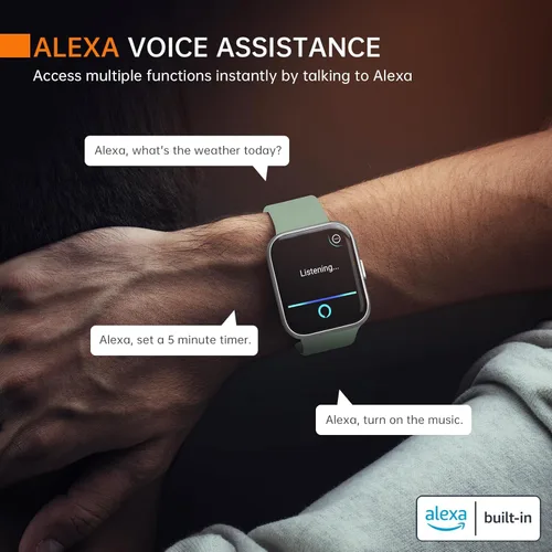 Vista 2 de Reloj inteligente aeac para hombres y mujeres, con Alexa incorporada y llamada Bluetooth estable, 100 deportes, relojes inteligentes resistentes al