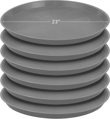 Vista 22 de Eccliy Paquete de 6 platillos de plástico resistentes para macetas, platillos grandes para macetas, bandejas de agua de plástico para interiores