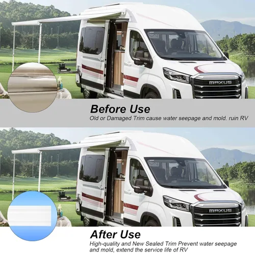 Vista 5 de Cubierta de tornillo de vinilo blanco de 3/4 pulgadas (0.75 pulgadas), para caravana, caravana, remolque, de viaje, (25 pies)