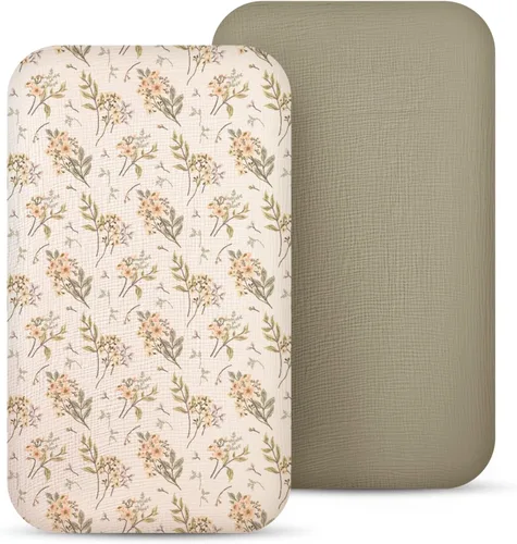 Vista 15 de lulumoon Sábanas de Moisés de Muselina para Bebé: Sábanas de Moisés de Algodón Neutras para Niños y Niñas - Ajustadas para Óvalo, Rectángulo o Reloj